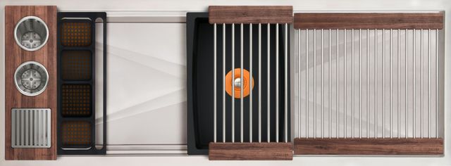 The Galley® American Black Walnut / Graphite Resin+ Ideal WashStation™ 3S + 18" DryDock® Drain Side, Four Tool Wash Kit, One DryDock® Tool-0