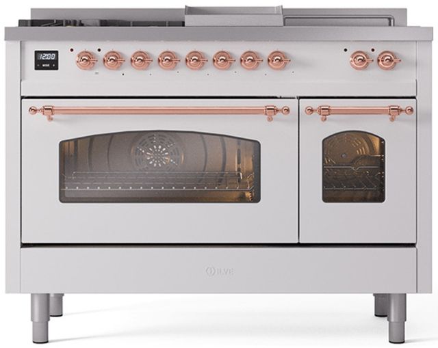 Ilve® Nostalgie II Series 48" White Pro Style Dual Fuel Range-0