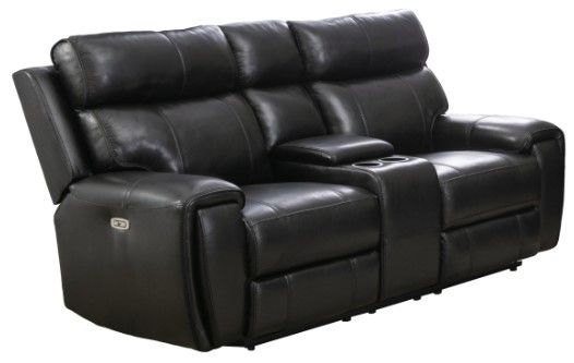 Mazin Furniture Granger Black Dual Power Recliner Loveseat with Center Console  -0