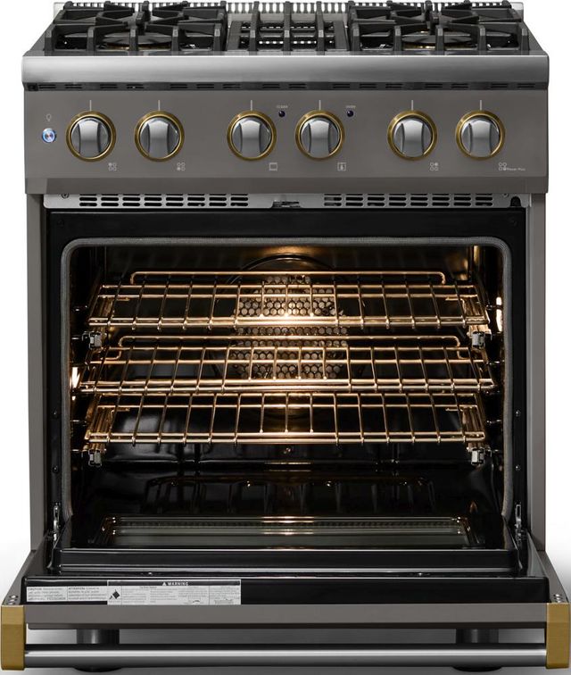 Viking® 5 Series 30" Damascus Gray Pro Style Dual Fuel (LP) Range with Polished Chrome Trim-1