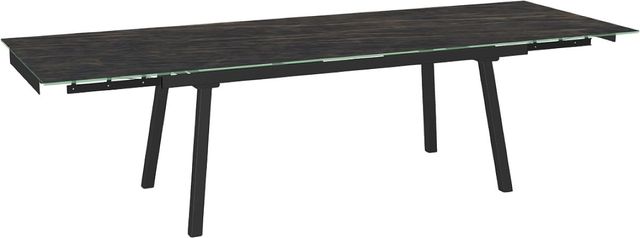 Amisco Customizable Lewis 112" Rectangular Extendable Table with 0.5" Italian Porcelain on Glass Top and 2 Leaves-1