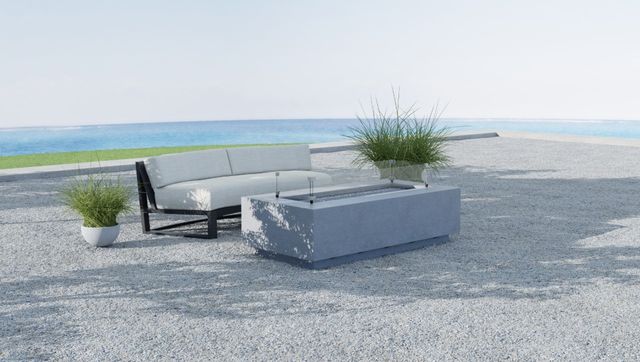 Sunset West Redondo Slate Aluminum Curved Outdoor Armless Loveseat with Cast Silver Cushion-3