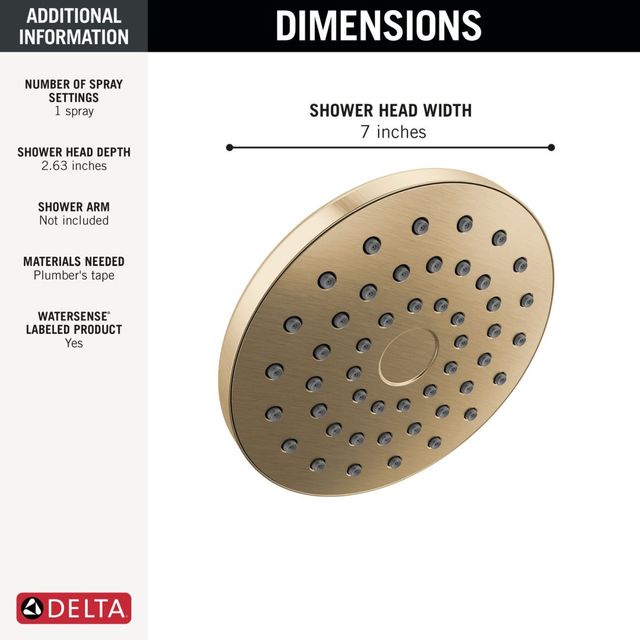 Delta Universal Showering PivotPro™ Champagne Bronze 1.75 GPM Raincan Shower Head-3