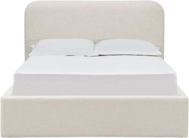 Modus Furniture Virgil Off-White/Whipped Honey California King Upholstered Platform Bed-1
