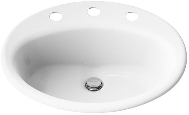 Kohler Farmington® White 19.25" Widespread Oval Drop-In Bathroom Sink-4