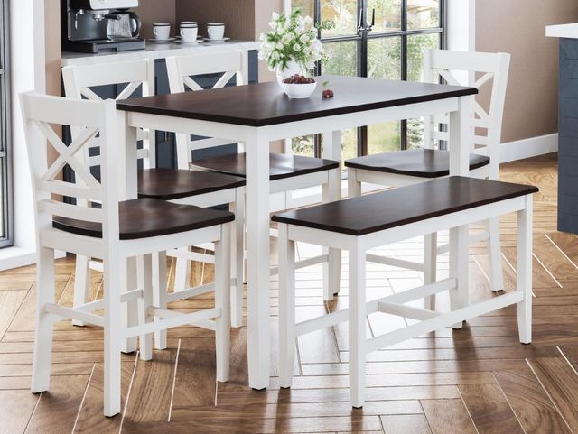 Jofran Inc. Asbury Park 6-Piece AP White/Autumn Brown Counter Dining Set-1