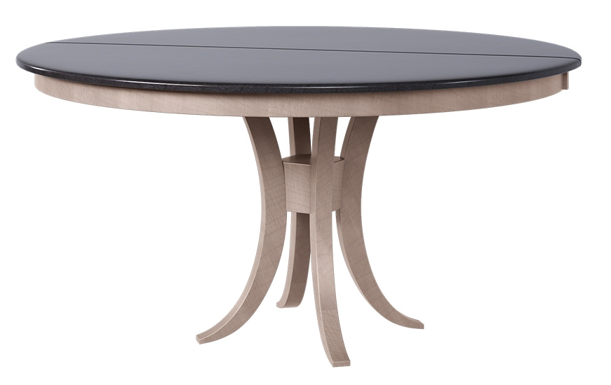 Country View Woodworking Customizable Webster 38" Red Oak Top Dining Table with 2-Leaf and Brown Maple Base
