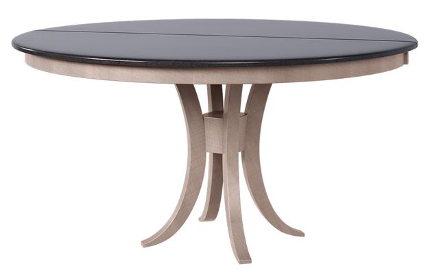 Country View Woodworking Customizable Webster 38" Red Oak Top Dining Table with 2-Leaf and Brown Maple Base-0