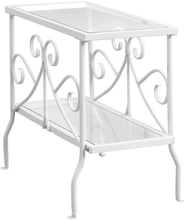 Monarch Specialties Inc. Glass Top Accent Table with White Metal Base-0