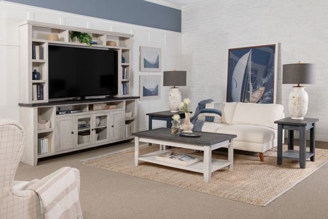 aspenhome® Eastport Drifted White 84" Console and Hutch-1