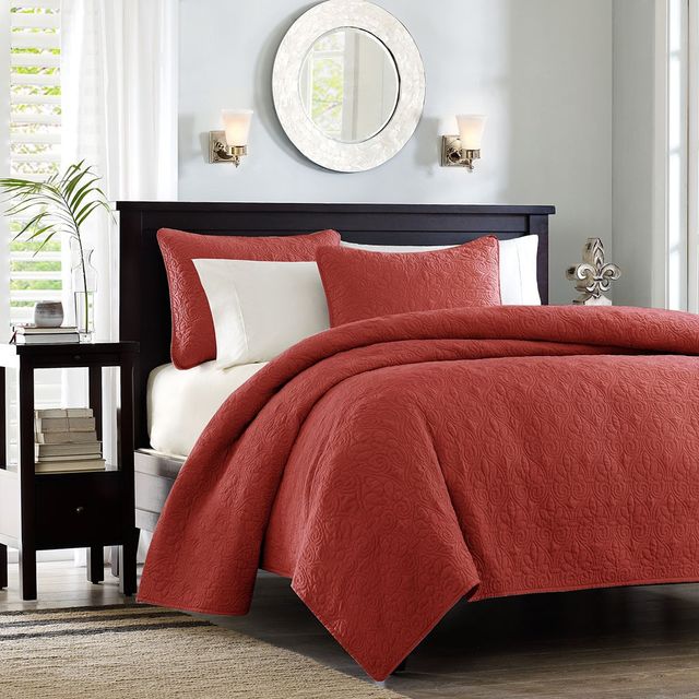 Olliix by Madison Park Red King/California King Quebec Reversible Coverlet Set-1