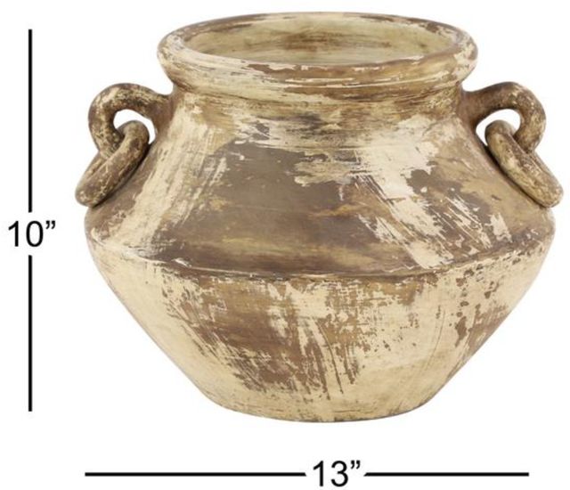 Deco Marche Beige 13" Ceramic Distressed Vase-3