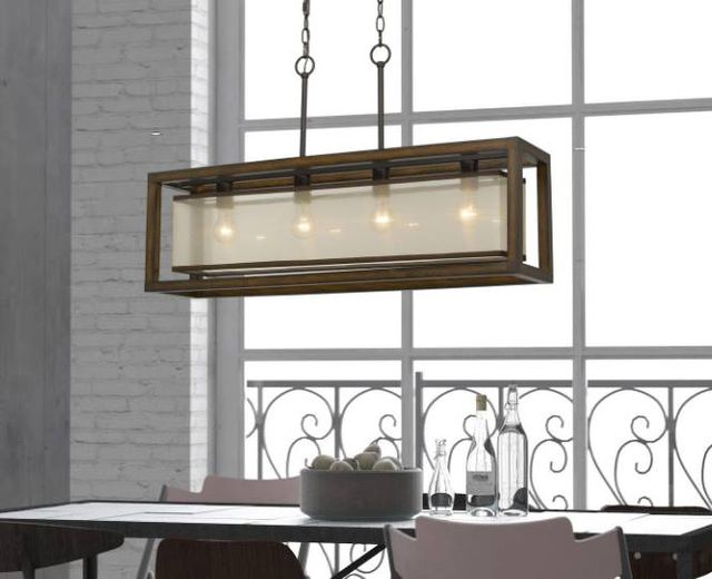 Cal® Lighting & Accessories Rubber Wood Island 4-Light Wood Chandelier-2