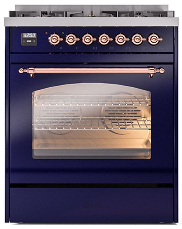 Ilve® Nostalgie II Series 30" Midnight Blue Pro Style Dual Fuel Range-2