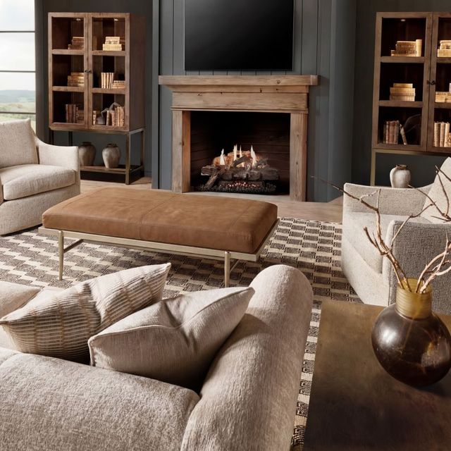 Hooker® Furniture Melange Tobin Brown/Champagne Gold Cocktail Ottoman-1