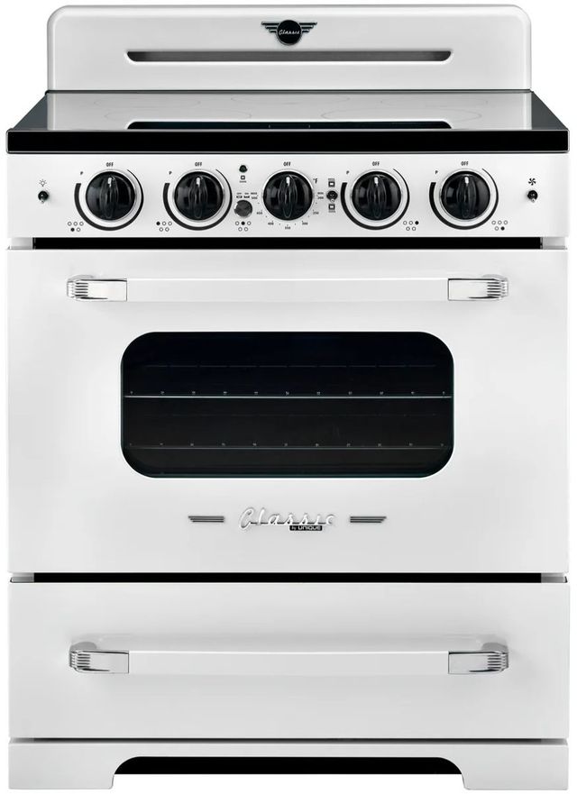 Unique® Appliances Classic Retro 30" Marshmallow White Slide In Induction Range-0