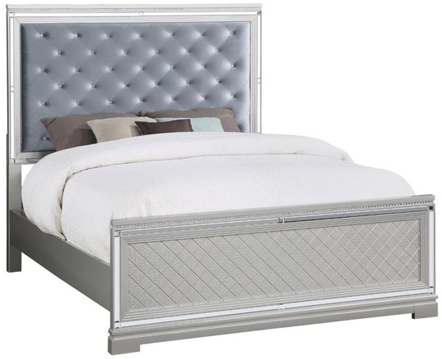 Coaster® Eleanor Metallic Mercury Upholstered Bed-0