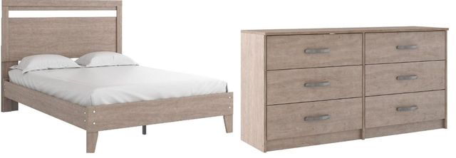 Signature Design by Ashley® Flannia 2-Piece Gray Queen Platform Bed Set-0