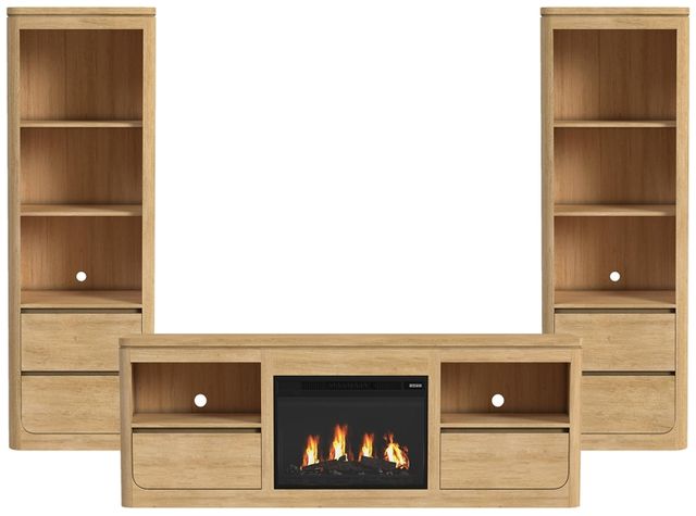 Elements International Rosalie 4-Piece Natural Entertainment Unit with 71" TV Console-0