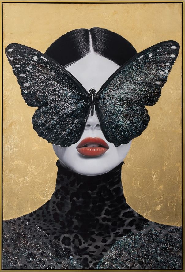 Classy Living Dramatic Gilded Glamour: Butterfly Veil Wall Art-0