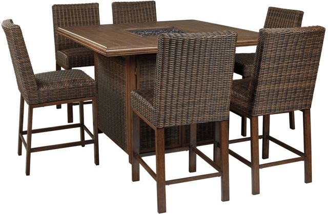 Signature Design by Ashley® Paradise Trail Outdoor 7 Piece Medium Brown Dining Set-0