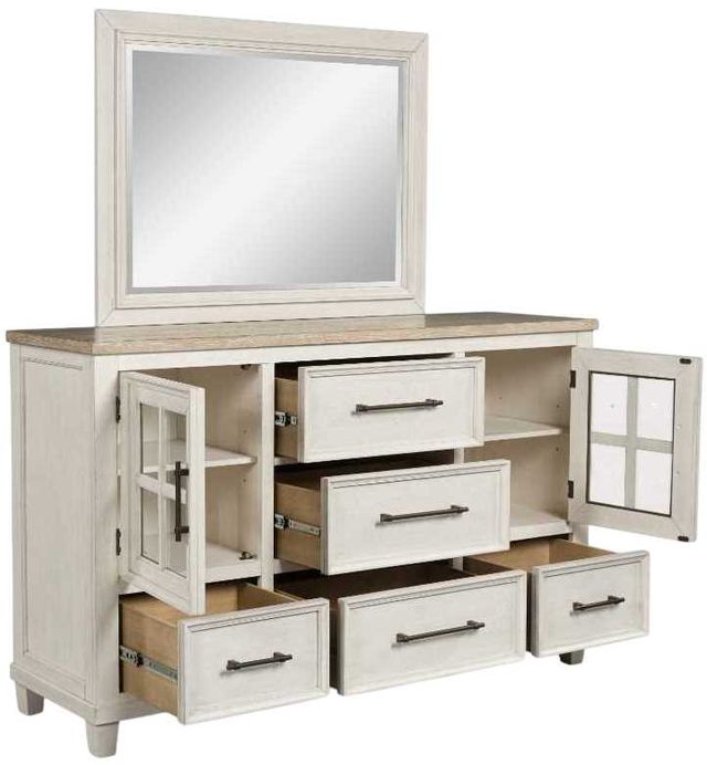 Benchcraft® Shaybrock Antique White/Brown Dresser and Mirror-1
