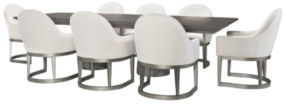 Legacy Classic Terra Luna Nightfall Rectangle Double Pedestal Dining Table with Silver Base-3