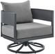 Armen Living Menorca Gray Aluminum/Fabric Outdoor Swivel Rocker Chair-0