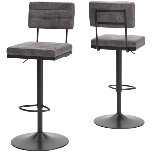 Clearance Signature Design by Ashley® Strumford Black/Gray Tall Swivel Bar Stool-2