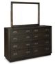 Signature Design by Ashley® Hyndell 5-Piece Dark Brown Queen Upholstered Storage Panel Bed Set-2