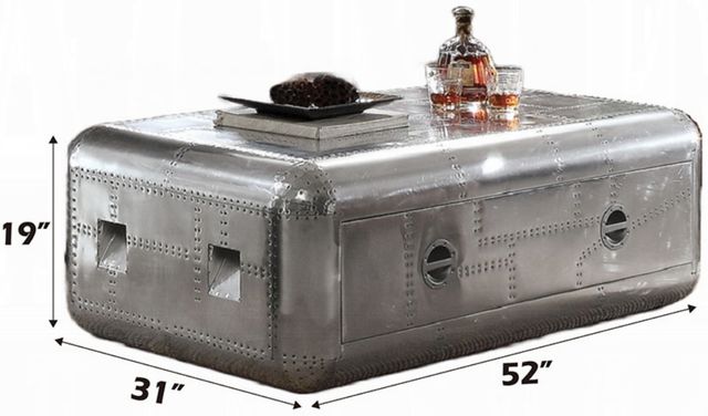 ACME Furniture Brancaster Aluminum Leather Coffee Table-2