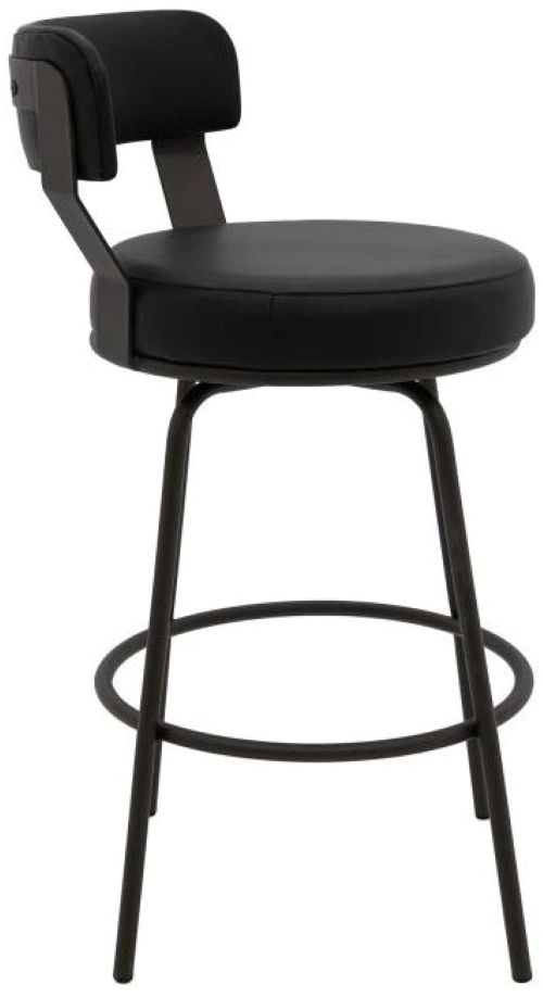 International Furniture Direct Maison Black/Blacksmithing Matte Black 24" Swivel Bar Stool-3