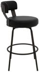 International Furniture Direct Maison Black/Blacksmithing Matte Black 24" Swivel Bar Stool-3
