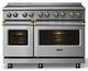 Viking® 5 Series 48" Stainless Steel Pro Style Induction Range with Brushed Brass Trim-4