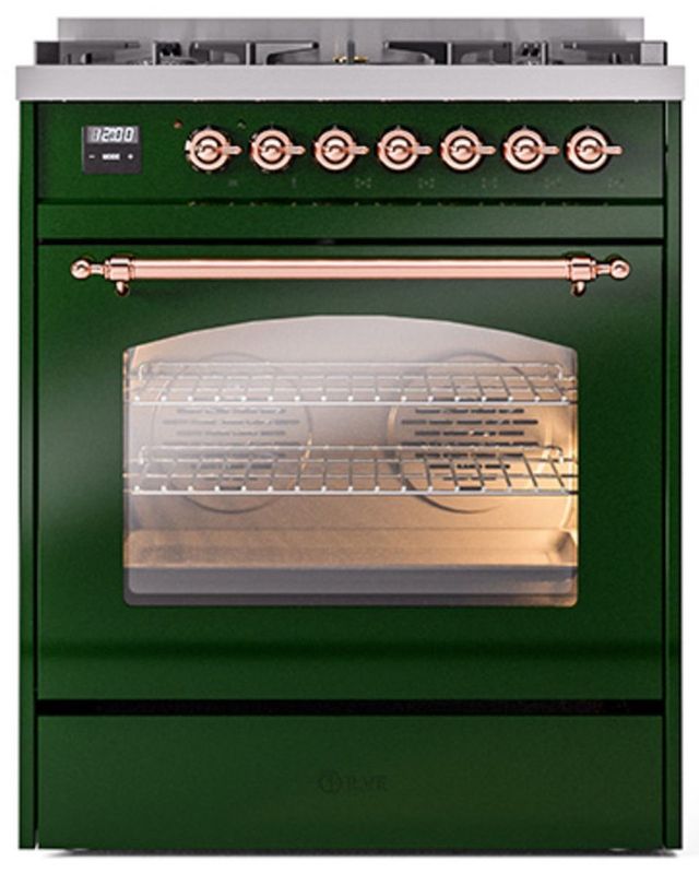Ilve® Nostalgie II Series 30" Emerald Green Pro Style Dual Fuel Range-3