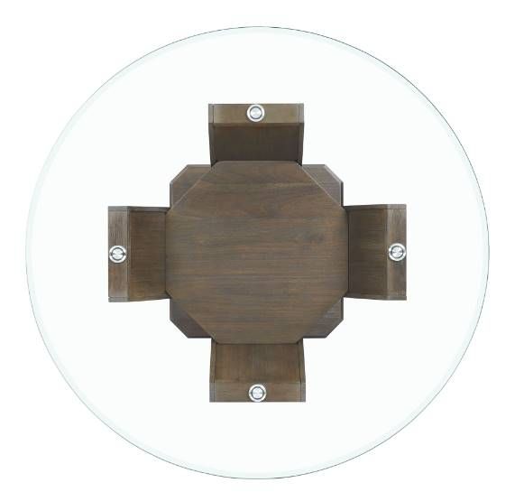 Elements International Dapper Glass Top Round Counter Dining Table with Walnut Base-1