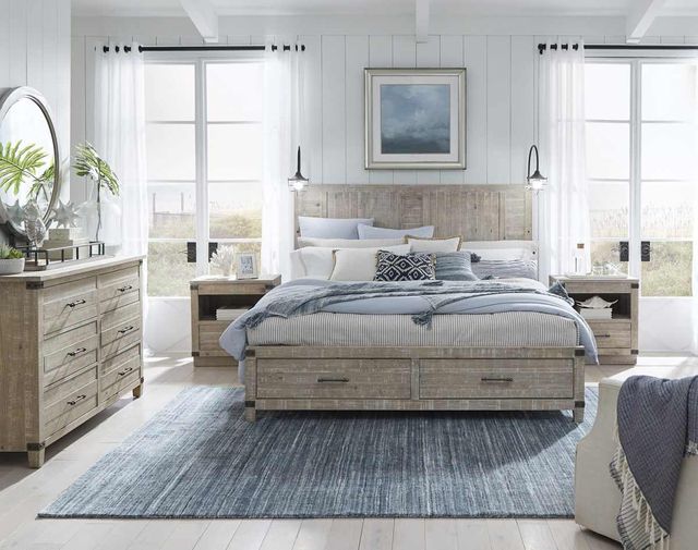 aspenhome® Foundry Weathered Stone California King Panel Storage Bed-3
