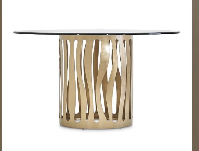 Michael Amini® La Rachelle Glass Top 54 Round Dining Table with Medium Champagne Base-3
