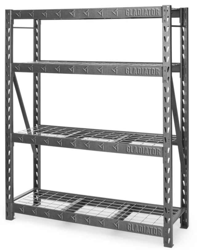 Gladiator® Hammered Granite 60" Wide Heavy Duty Rack with Four 18" Deep Shelves-3