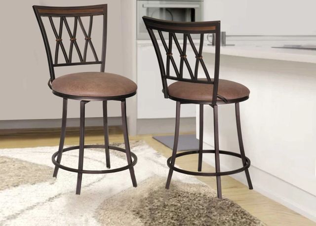 Steve Silver Co. Sedona Brown Cherry/Dark Camel Swivel Counter Stool-1