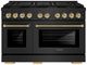 ZLINE Autograph Edition Paramount 48" 6.7 Cu. Ft. Black Stainless Steel Gas Range with 8 Burner DuoPro™ Cooktop and Dual Ovens with Champagne Bronze Helix Handles and Accents-0