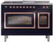 Ilve® Nostalgie II Noblesse 48'' Midnight Blue Pro Style Dual Fuel Range with Copper Trim-1