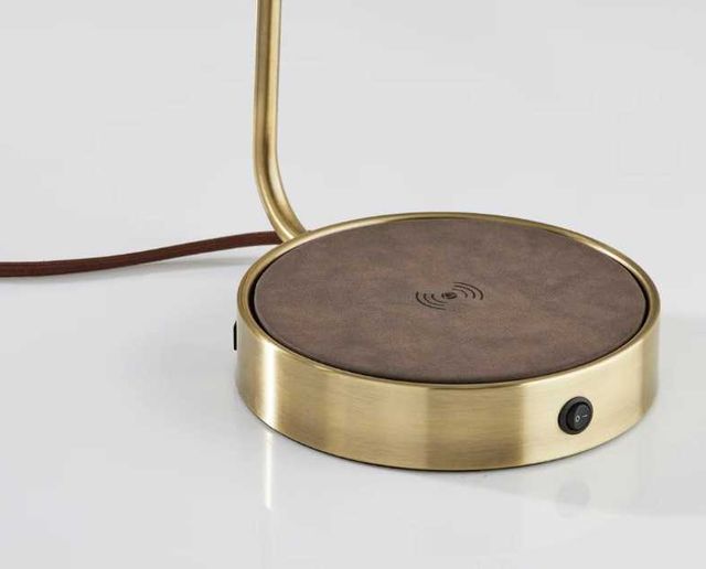 Adesso® Brooks Antique Brass Charge Desk Lamp-2