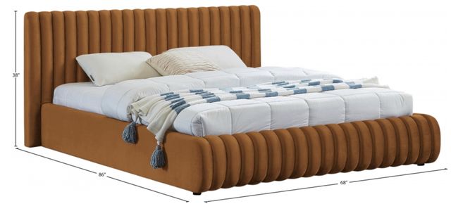 Meridian Furniture Nico Saddle Velvet Full Upholstered Panel Bed-3