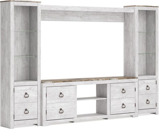 Signature Design by Ashley® Willowton 4-Piece Whitewash Entertainment Center-0