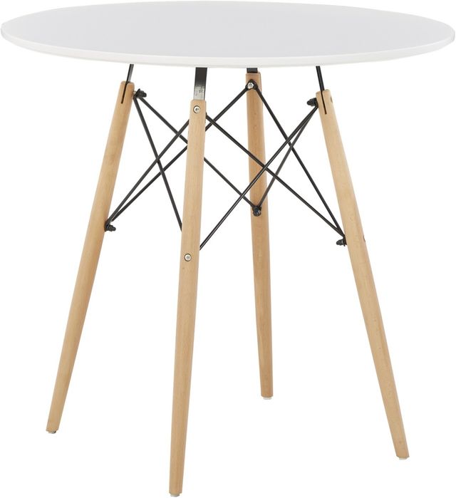 Signature Design by Ashley® Jaspeni White Dining Table with Natural Tapper Legs-0