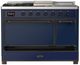 Ilve® Majestic III 48" Midnight Blue Pro Style Dual Fuel Natural Gas Range with French Top and Burnished Trim-2
