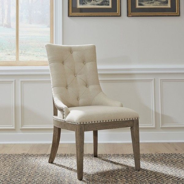 Liberty Furniture Americana Farmhouse Beige/Dusty Taupe Upholstered Shelter Dining Side Chair-1