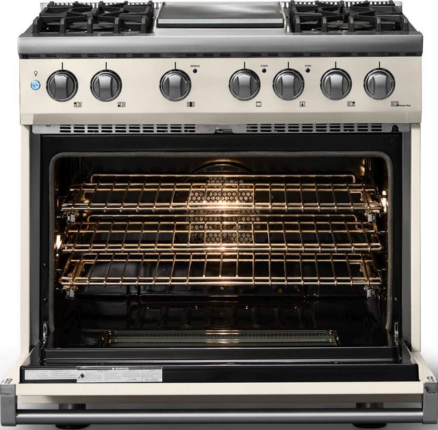 Viking® 5 Series 36" Pure White Pro Style Dual Fuel (NG) Range with Polished Chrome Trim-1