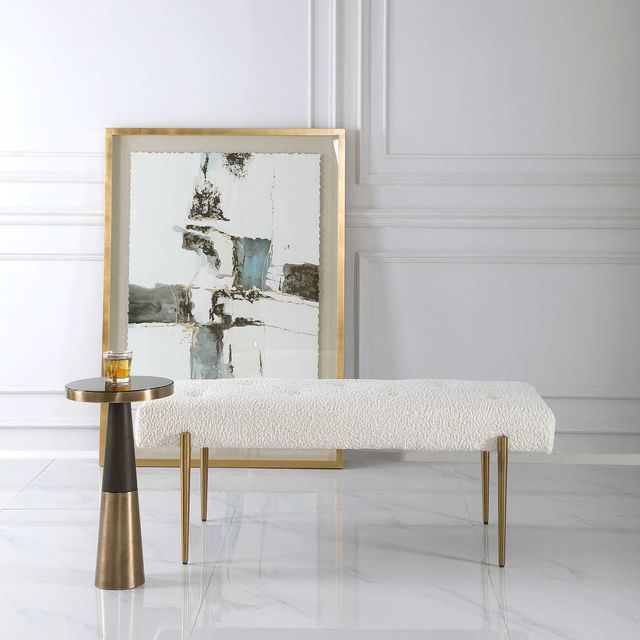 Uttermost® Olivier White Faux Shearling Bench-1